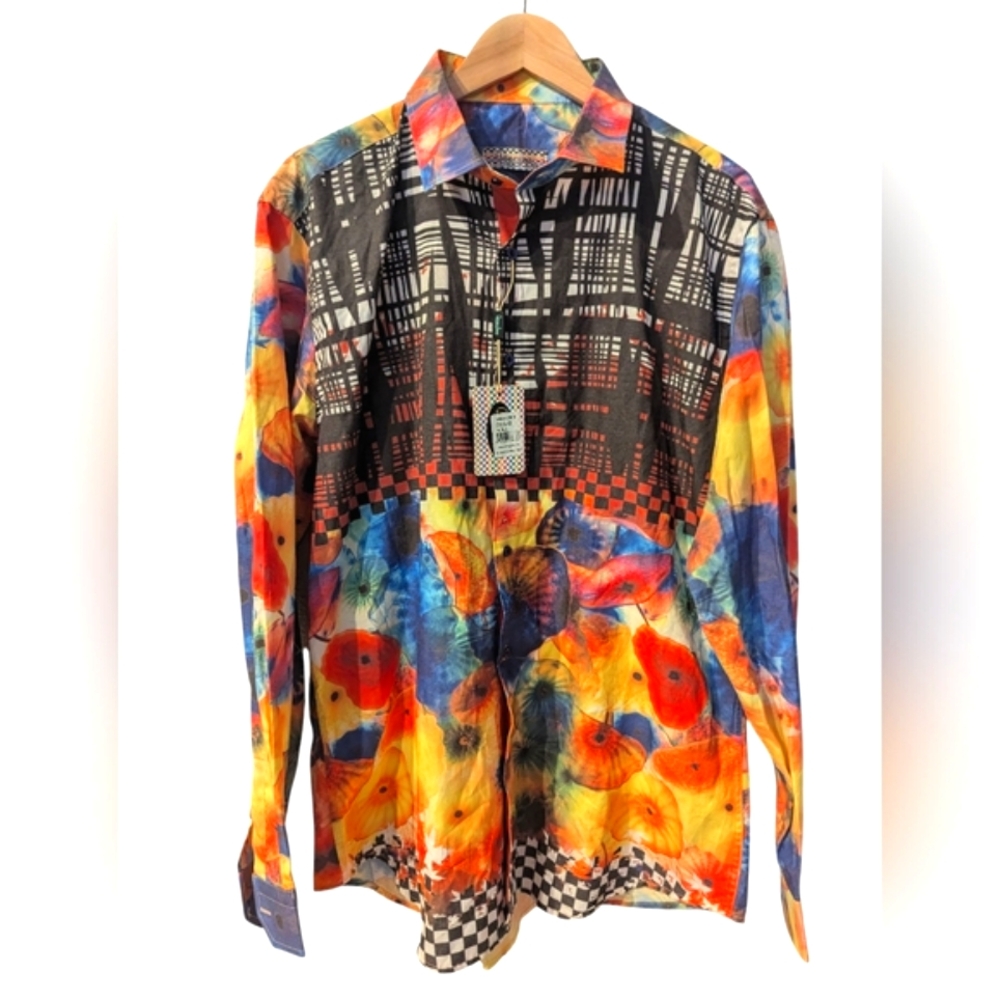 BANANA LEMON Button Down Shirt Poppies Size 2XL